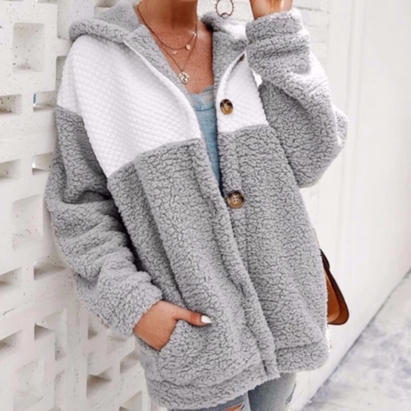 Tops - CYNTHIA Sherpa grey hoodie